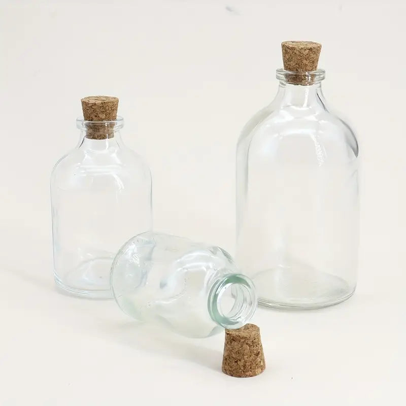 Juego de 2 botellas de aromaterapia con corchos: 30 ml/50 ml/100 ml, difusores de aceites esenciales transparentes y botellas de deseos