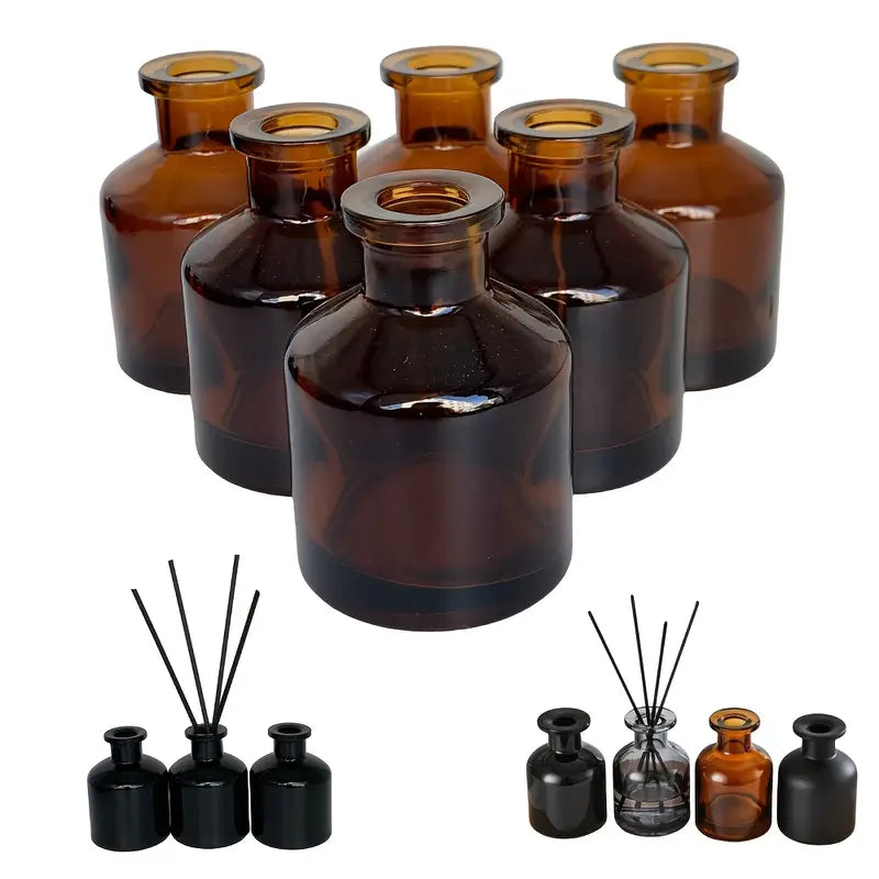 Juego de 3 botellas difusoras de aroma de vidrio sin fragancia, botellas transparentes multiusos con varillas de tubo negras, decoración del hogar y el baño, idea de regalo